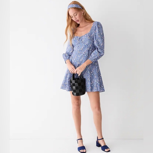 J.Crew Sweetheart Long-Sleeve Mini A-Line Dress in Liberty® Bourton Bloom Fabric - Picture 6 of 11